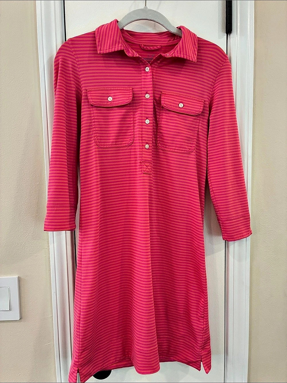 Vineyard Vines Sankaty Margo Striped Mini Dress Pink & Orange XXS Like New